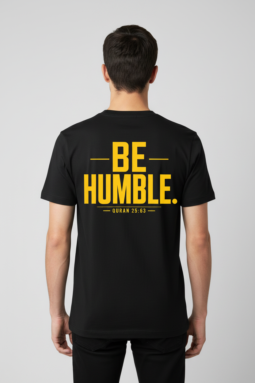 Be Humble – Black T-Shirt Model Back View