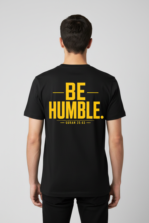 Be Humble – Black T-Shirt Model Back View