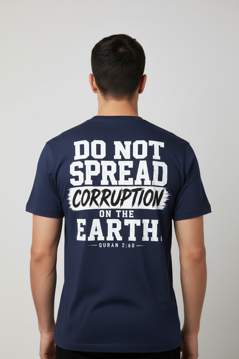 Do Not Spread Corruption – Navy Blue T-Shirt Mockup