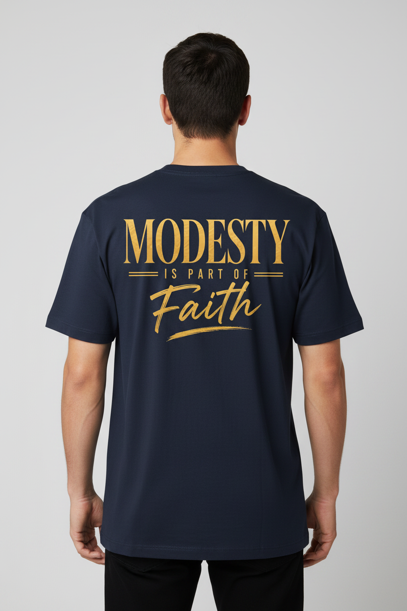 Modesty is Part of Faith navy blue T-shirt mockup
