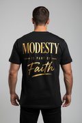 Modesty is Part of Faith black T-shirt mockup