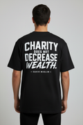 Charity Does Not Decrease the Wealth black T-shirt back print mockup